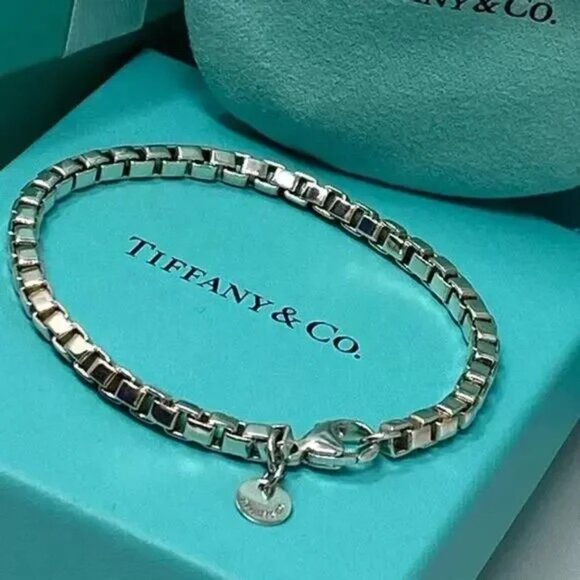 Authentic Tiffany & Co Sterling Silver Venetian Link Bracelet 7.5" - Picture 1 of 8